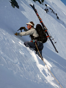 Jason breaking trail in the Chugach Mountains, AK
