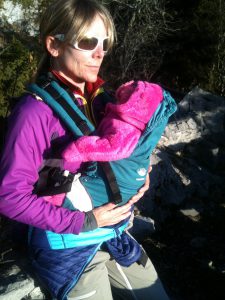 WIth mommy in the baby carrier